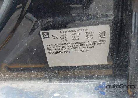 2015 Chevrolet Sonic Lt Auto из США, поврежденный, VIN 1G1JC6SBXF4171393